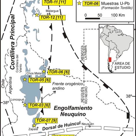 Mapa Regional De La Cuenca Neuquina Donde Se Detallan Los Afloramientos