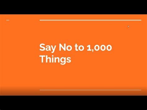 Say NO To A 1000 Things Innovation Secrets Of Steve Jobs Carmine