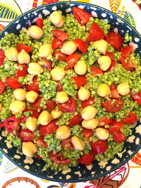 Quinoa Pesto Salad With Chickpeas And Cherry Tomatoes Melanie Cooks