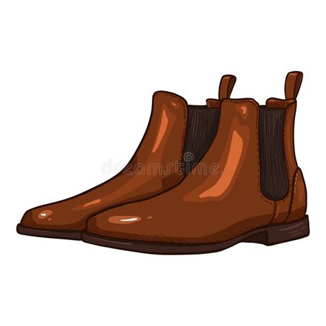 Vector Brown Leather Shoes Classic Chelsea Boots Stock Vector