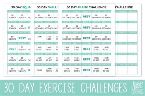 30 Day Exercise Challenge Printables Graphic By Jordynalisondesigns