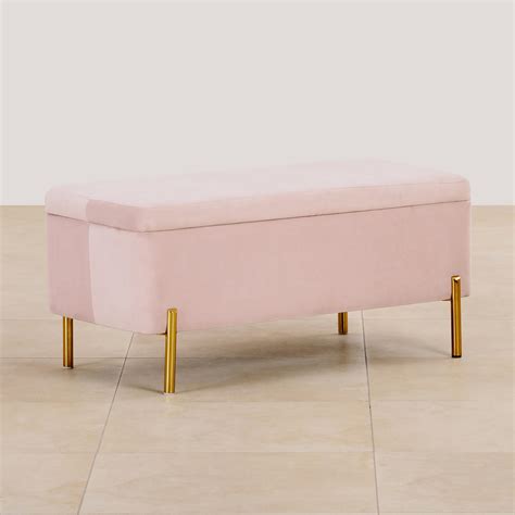 Buy Refurbished Monarch Velvet Bench With Storage Pink From Home