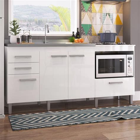 Balcão de Cozinha para Pia Roma Espaço para Cooktop e Forno Branco