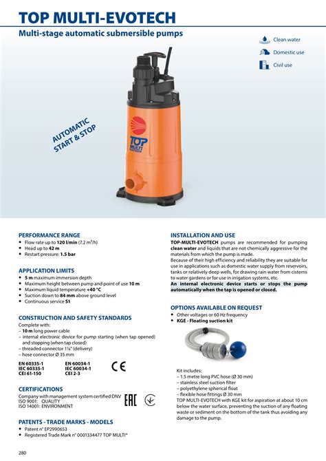 Pedrollo Multi Stage Automatic Submersible Pumps Ii