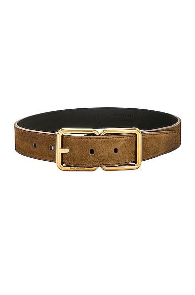 Saint Laurent Double Buckle Belt In Dark Land FWRD