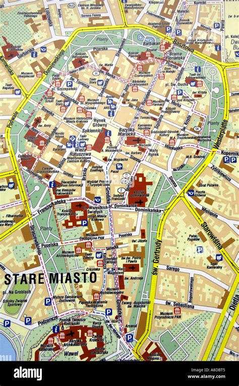 Krakow street map hi-res stock photography and images - Alamy