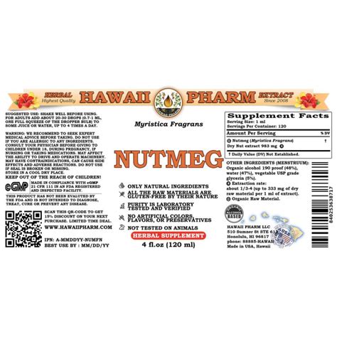 Nutmeg Liquid Extract Organic Nutmeg Myristica Fragrans Dried Nut