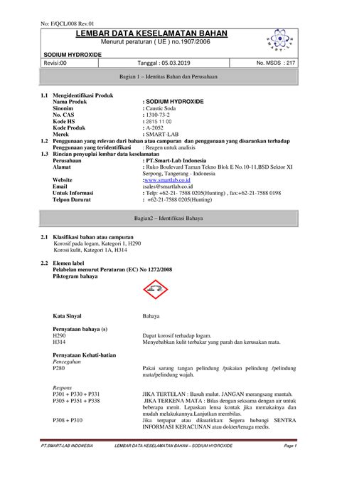 Sodium Hydroxide Msds