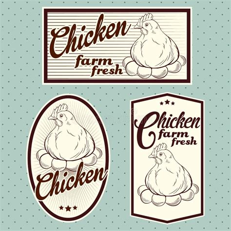 Chicken vintage labels stock vector. Illustration of emblem - 43883333
