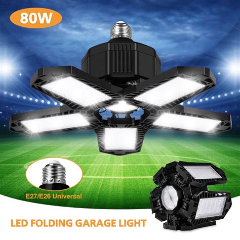 Teissuly Led Garage Light Bulb Deformable Ceiling Fixture Lights