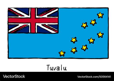 Analog Hand Drawn World Flag Tuvalu Royalty Free Vector