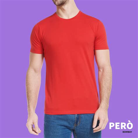 Men Plain Red Cotton T Shirt Round Neck At Rs 180 In Vasai Virar Id