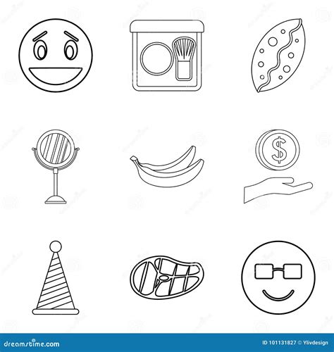 Hearty Welcome Icons Set Outline Style Stock Vector Illustration Of