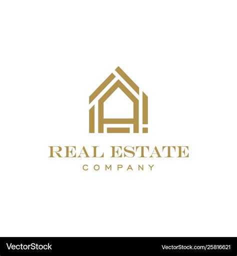 Luxury Letter A House For Real Estate Logo Design Vector Image