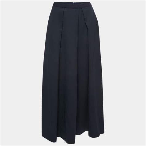 Weekend Max Mara Navy Blue Wool Pleated Maxi Skirt Xs Weekend Max Mara