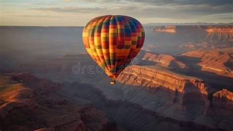 Sunset Hot Air Balloon Above The Grand Canyon Arizona Generative Ai