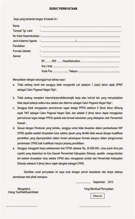 Contoh Surat Pernyataan Kesanggupan Terbaru