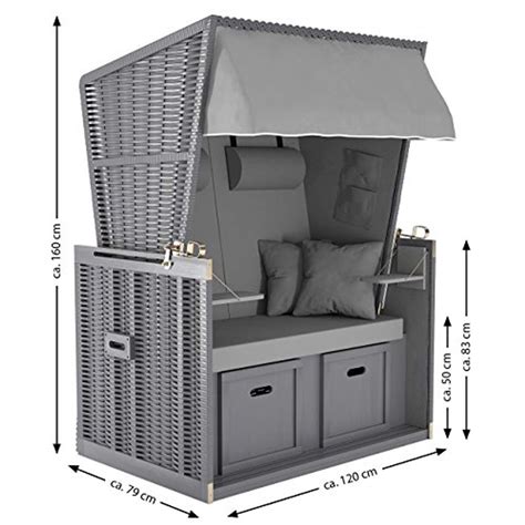 Sanzaro Strandkorb Xl Cm Deluxe Zweisitzer Holz Und Poly Rattan Sylt