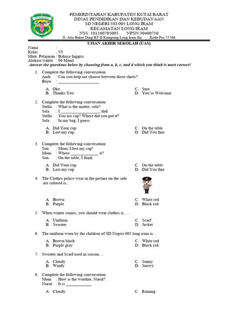 Soal Uas Kelas 6 Pdf Fashion Clothing