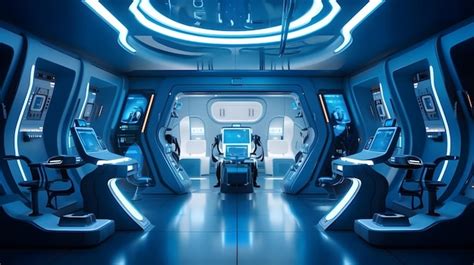 Premium AI Image | Futuristic Space Shuttle with Clean and Stylish Blue Interior