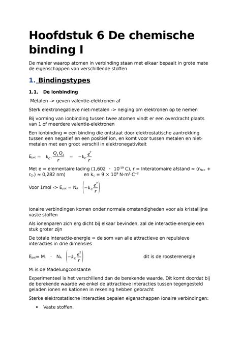 Hoofdstuk 6 De Chemische Binding I Bindingstypes De Ionbinding