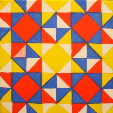 Principle of Repetition: This artwork demonstrates repeated use of orange squares, blue, yellow ...