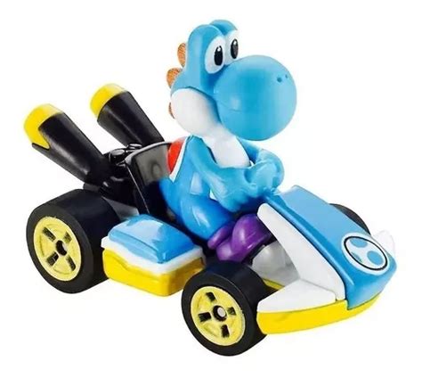 Hot Wheels Mario Kart Light Blue Yoshi Standard Kart Mattel