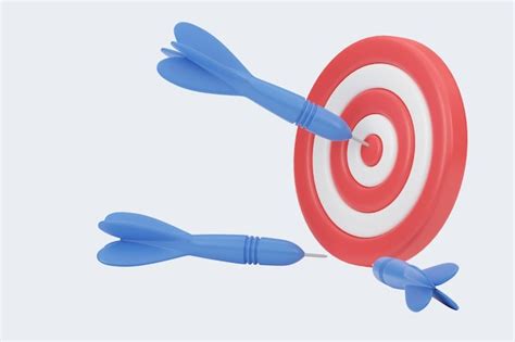 Premium PSD 3d Rendering Blue Darts Hitting The Success Target Arrow