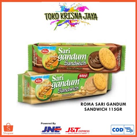 Roma Sari Gandum Sandwich Susu Coklat Dan Peanut Butter Kemasan