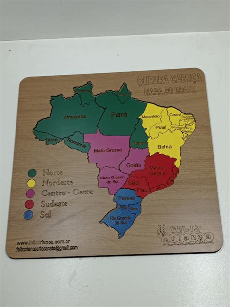 Quebra Cabe A Mapa Do Brasil Mdf Elo Produtos Especiais