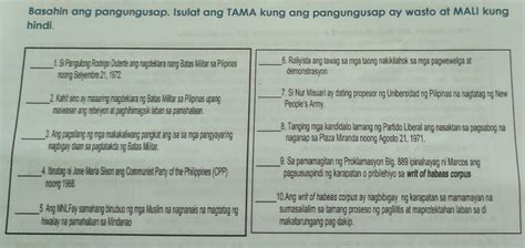 Solved Basahin Ang Pangungusap Isulat Ang Tama Kung Ang Pangungusap