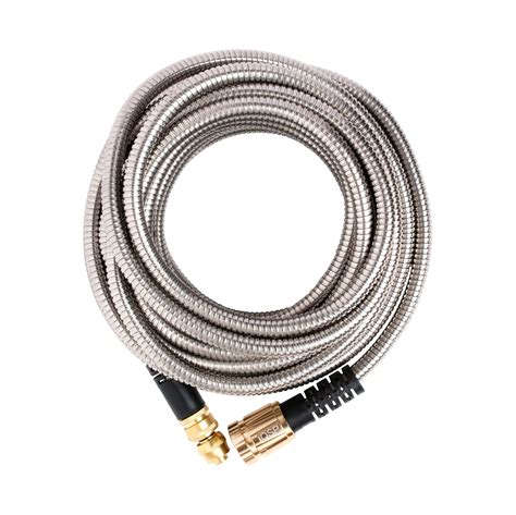 50and Metal Garden Hose By Qsp Stainless Steel With Brass Sprayer Hj03