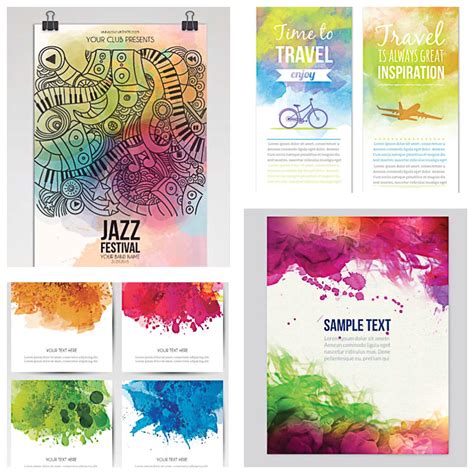 Watercolor Poster Music Set Vector Free Download