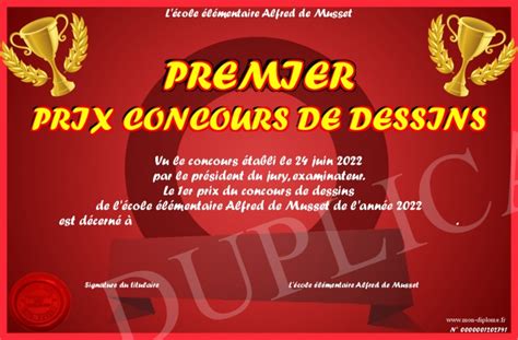 PREMIER PRIX CONCOURS DE DESSINS