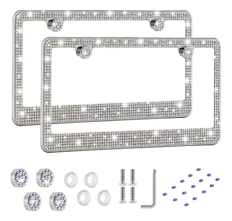 Pcs Soporte De Matr Cula Con Diamantes Imitaci N Acero Inox Mercadolibre