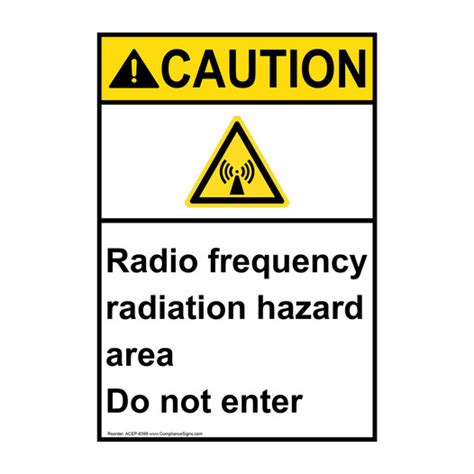 Vertical Radio Frequency Radiation Hazard Area Sign Ansi Caution