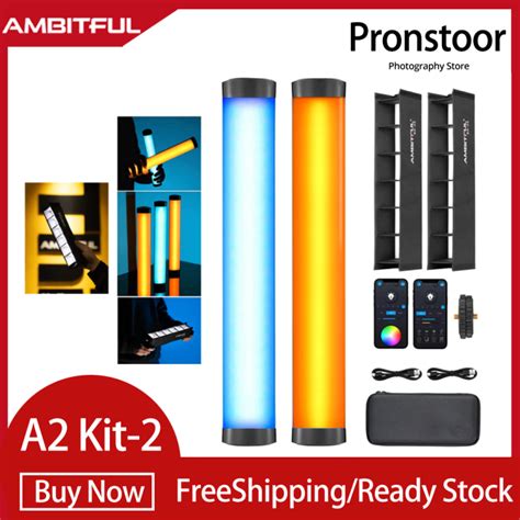 AMBITFUL A2 Kit-2 RGB Tube Light, CRI 95+ TLCI 97+,Built-in APP ...