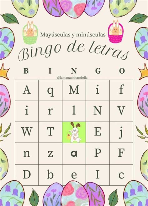 Bingo de letras mayúsculas y minúsculas