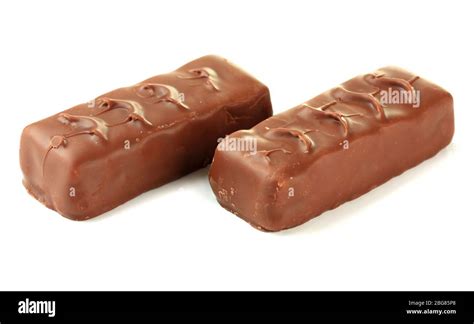 Two Delicious Chocolate Bars Isolated On White Stock Photo Alamy