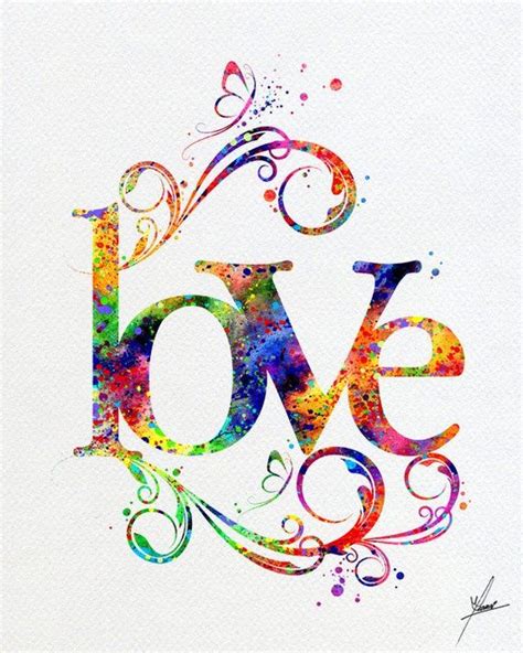 Love Art Print Typography Art Watercolor Art Print Poster Etsy