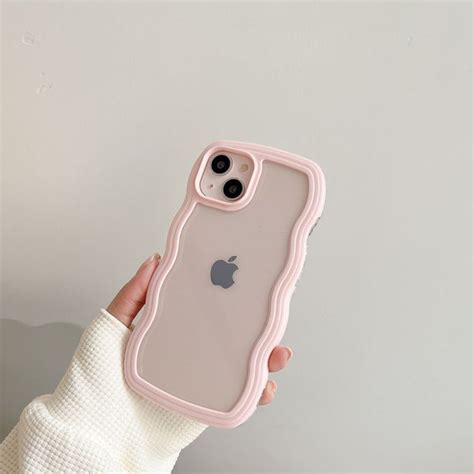 Sweet Wavy Pastel Frame Phone Case For Iphone 13 Pro Pink Iphone