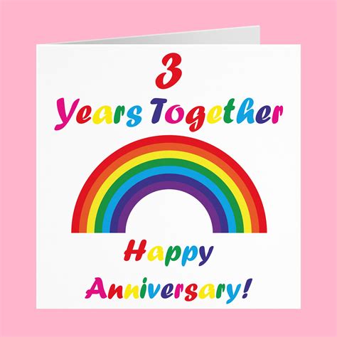 Lgbt Same Sex 3rd Anniversary Card 3 Years Etsy