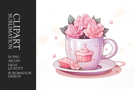 Floral Pink Tea Cup Clipart (4602202)