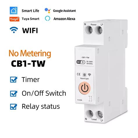 A Tuya Wifi Smart Circuit Breaker P N Smart Switch Energy Meter Kwh