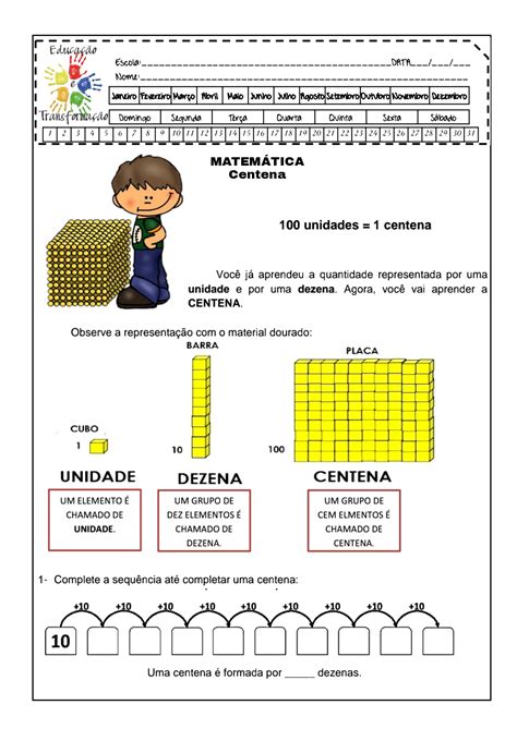 Atividades Com Material Dourado 4 Ano Para Imprimir Fdplearn