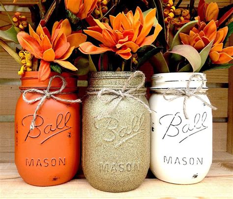 Pick Mason Jar Trio Autumn Home Decor Fall Decor