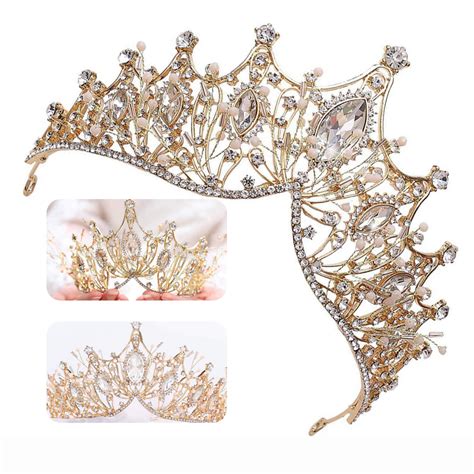 Cnkoo Baroque Queen Crown Brides Bridesmaids Rhinestone Wedding Tiaras