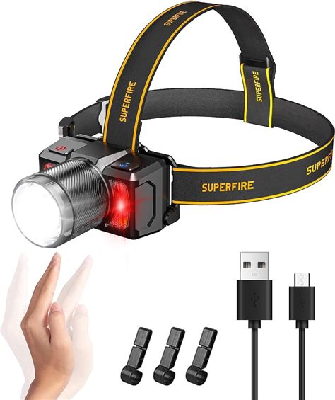 Superfire Head Torch Rechargeable2000 Lumens Super Bright 210m