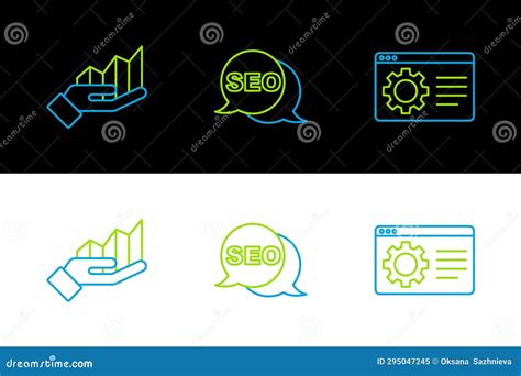 Set Line Browser Setting Pie Chart Infographic And Seo Optimization