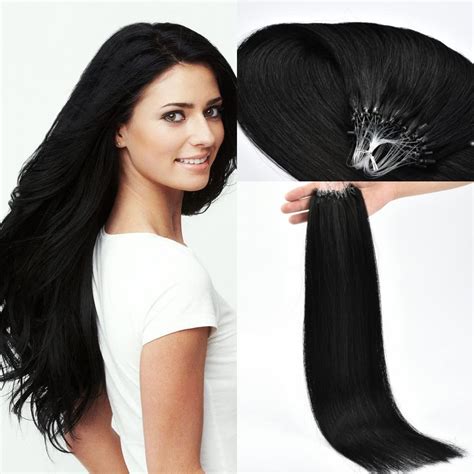 Micro Ring Hair Extensions Virgin Human Hair 1g Strand 50s Pack Silky